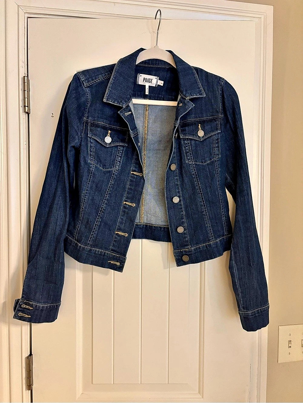 Paige Vermont Jacket Denim Jacket Dark Blue Size Small